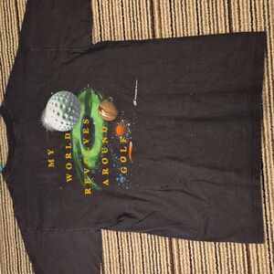JUST‎ HAFTA PLAY GOLF Coed Sportswear Black Cotton XL Mens Graphic T Shirt VTG